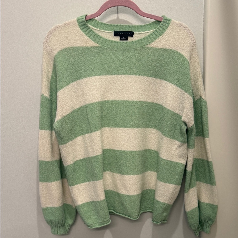 Sanctuary Mint and Cream Striped Sweater